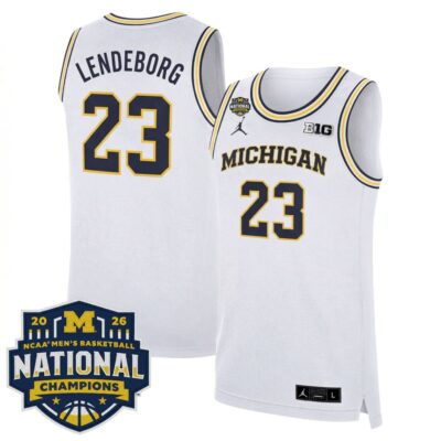 Yaxel Lendeborg Michigan Wolverines Basketball 2026 National Championship White Limited Jersey - All Stitched