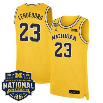 Yaxel Lendeborg Michigan Wolverines Basketball 2026 National Championship Maize Limited Jersey - All Stitched