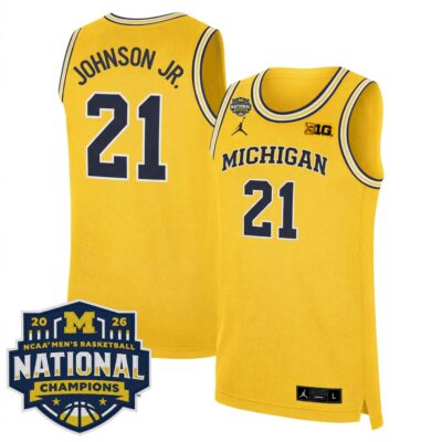 Morez Johnson Jr. Michigan Wolverines Basketball 2026 National Championship Maize Limited Jersey - All Stitched