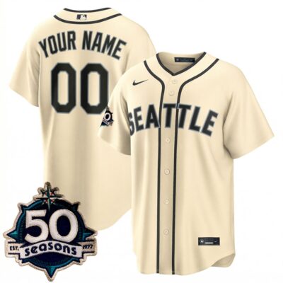 Custom Seattle Mariners Steelheads 50th Season 1942 Cream Alternate Jersey - All Stitched