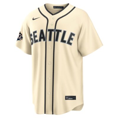 Alternative view of George Kirby Seattle Mariners Steelheads 50th Season 1942 Cream Alternate Jersey - All Stitched