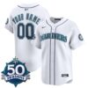 Custom Seattle Mariners 50th Season White Vapor Limited Jersey - All Stitched