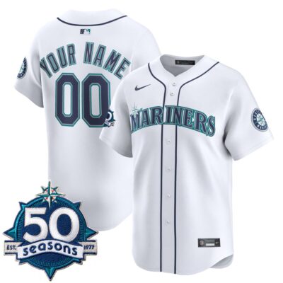 Custom Seattle Mariners 50th Season White Vapor Limited Jersey - All Stitched