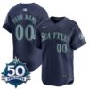 Custom Seattle Mariners 50th Season Navy Vapor Limited Jersey - All Stitched