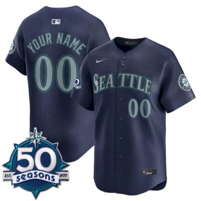 Custom Seattle Mariners 50th Season Navy Vapor Limited Jersey - All Stitched