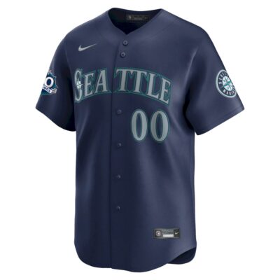 Alternative view of Custom Seattle Mariners 50th Season Navy Vapor Limited Jersey - All Stitched