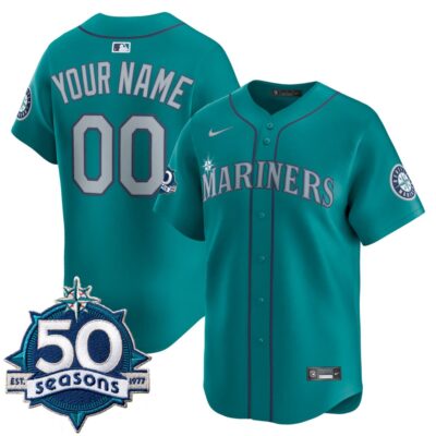 Custom Seattle Mariners 50th Season Teal Vapor Limited Jersey - All Stitched