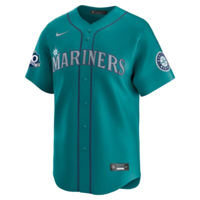 Alternative view of Custom Seattle Mariners 50th Season Teal Vapor Limited Jersey - All Stitched
