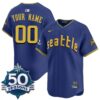 Custom Seattle Mariners 50th Season Royal City Connect Vapor Limited Jersey - All Stitched