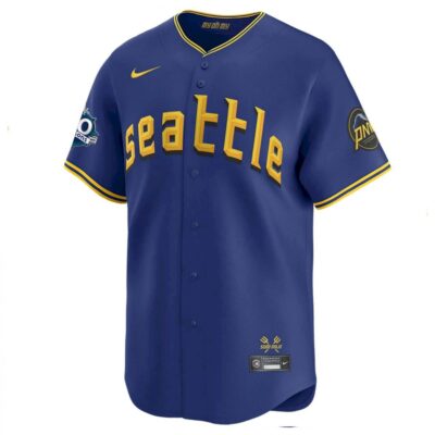 Alternative view of Custom Seattle Mariners 50th Season Royal City Connect Vapor Limited Jersey - All Stitched