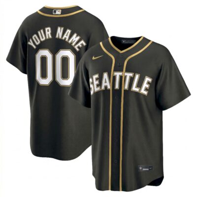 Custom Seattle Mariners Steelheads Black Gold Limited Jersey - All Stitched