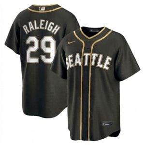 Cal Raleigh Seattle Mariners Steelheads Black Gold Limited Jersey - All Stitched