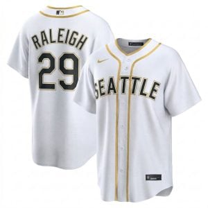 Cal Raleigh Seattle Mariners Steelheads White Gold Limited Jersey - All Stitched