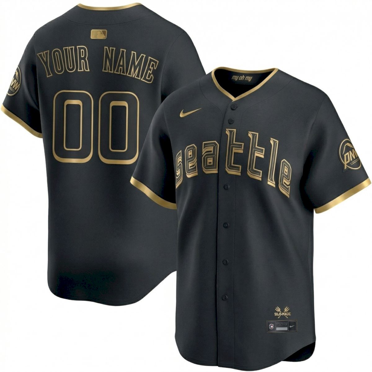 Custom Seattle Mariners City Connect Alternate Black Gold Limited Jersey - All Stitched