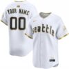 Custom Seattle Mariners City Connect White Gold Limited Jersey - All Stitched