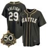 Cal Raleigh Seattle Mariners Steelheads 50th Season Black Gold Limited Jersey - All Stitched