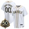 Custom Seattle Mariners Steelheads 50th Season White Gold Limited Jersey - All Stitched