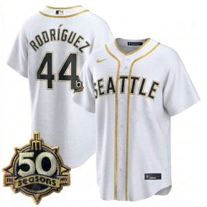 Julio Rodriguez Seattle Mariners Steelheads 50th Season White Gold Limited Jersey - All Stitched