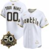 Custom Seattle Mariners 50th Season City Connect White Gold Limited Jersey - All Stitched