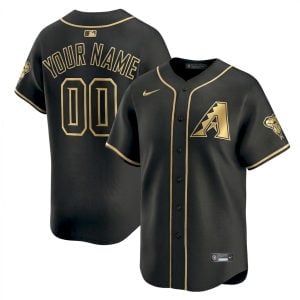 Custom Arizona Diamondbacks Black Gold Vapor Limited Jersey - All Stitched