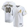 Custom Arizona Diamondbacks White Gold Vapor Limited Jersey - All Stitched