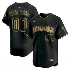 Custom Arizona Diamondbacks Black Gold Vapor Limited Ver1 Jersey - All Stitched