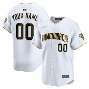Custom Arizona Diamondbacks White Gold Vapor Limited Ver1 Jersey - All Stitched