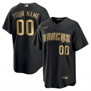 Custom Arizona Diamondbacks Alternate Black Gold Fashion Jersey - All Stitched