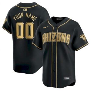 Custom Arizona Diamondbacks Black Gold Vapor Limited Ver2 Jersey - All Stitched