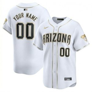 Custom Arizona Diamondbacks White Gold Vapor Limited Ver2 Jersey - All Stitched