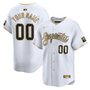 Custom Arizona Diamondbacks White Gold Serpientes Vapor Limited Jersey - All Stitched