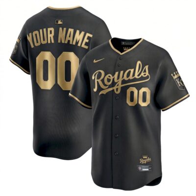 Custom Kansas City Royals Black Gold Vapor Limited Jersey - All Stitched