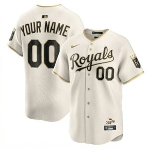 Custom Kansas City Royals Cream Gold Vapor Limited Jersey - All Stitched