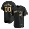 Custom Kansas City Royals Black Gold Ver1 Vapor Limited Jersey - All Stitched