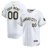 Custom Kansas City Royals White Gold Ver1 Vapor Limited Jersey - All Stitched