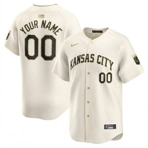 Custom Kansas City Royals Cream Gold Ver1 Vapor Limited Jersey - All Stitched