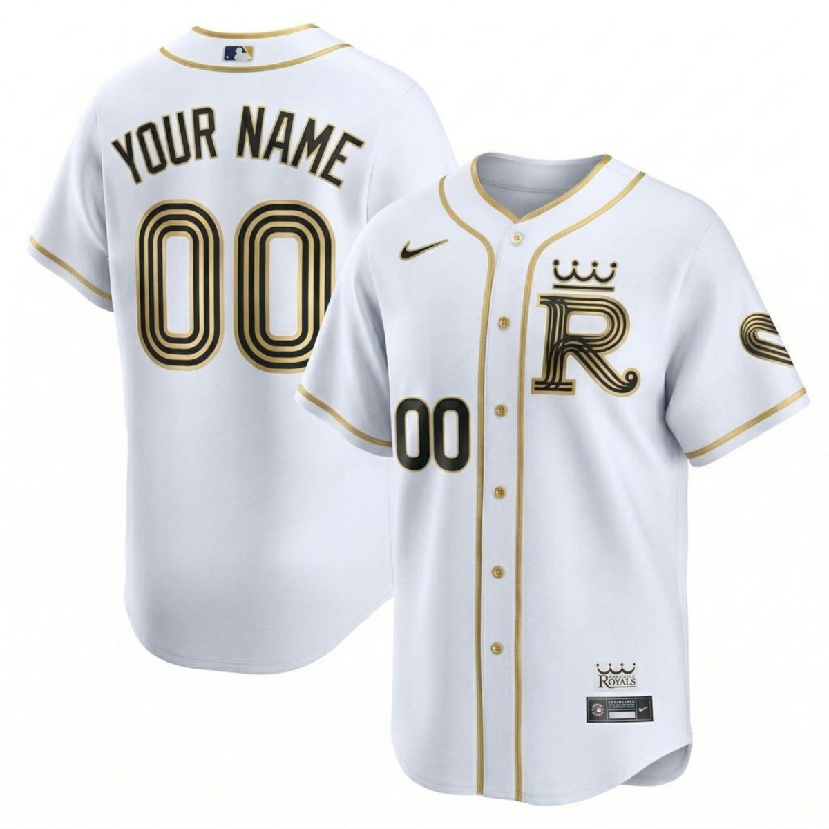 Custom Kansas City Royals White Gold 2026 City Connect Vapor Limited Jersey - All Stitched