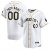 Custom Kansas City Royals White Gold Ver2 Vapor Limited Jersey - All Stitched