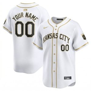 Custom Kansas City Royals White Gold Ver2 Vapor Limited Jersey - All Stitched