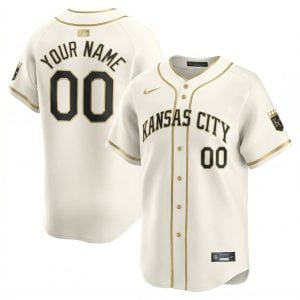 Custom Kansas City Royals Cream Gold Ver2 Vapor Limited Jersey - All Stitched