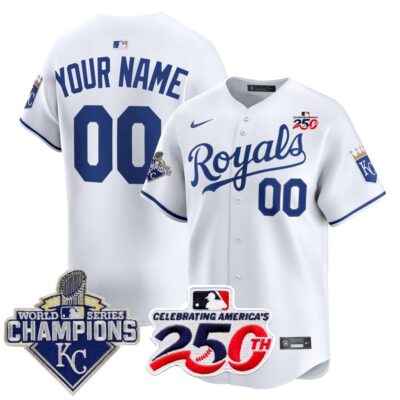 Custom Kansas City Royals 2015 Champions 250th US Anniversary White Vapor Limited Jersey - All Stitched