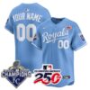 Custom Kansas City Royals 2015 Champions 250th US Anniversary Light Blue Vapor Limited Jersey - All Stitched