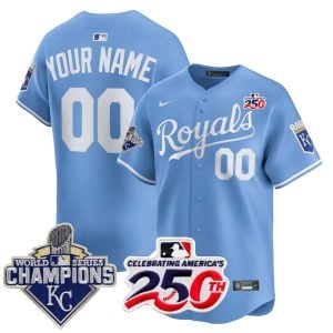 Custom Kansas City Royals 2015 Champions 250th US Anniversary Light Blue Vapor Limited Jersey - All Stitched