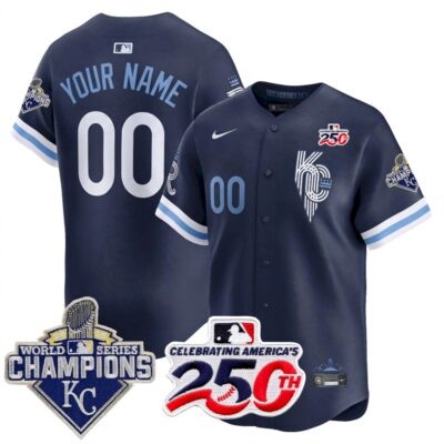 Custom Kansas City Royals 2015 Champions 250th US Anniversary Royal City Connect Vapor Limited Jersey - All Stitched