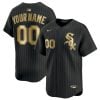 Custom Chicago White Sox Black Gold Ver1 Vapor Limited Jersey - All Stitched