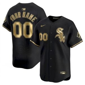 Custom Chicago White Sox Black Gold Ver3 Vapor Limited Jersey - All Stitched