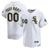 Custom Chicago White Sox White Gold Ver3 Vapor Limited Jersey - All Stitched