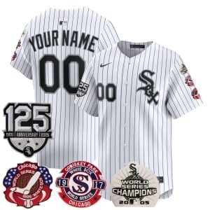 Custom Chicago White Sox 3x Champions 125th Anniversary White Limited Jersey - All Stitched