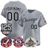Custom Chicago White Sox 3x Champions 125th Anniversary Grey Limited Jersey - All Stitched