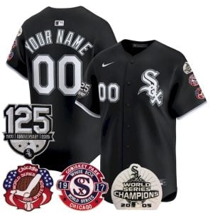 Custom Chicago White Sox 3x Champions 125th Anniversary Black Limited Jersey - All Stitched